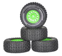 Rc Jeu De Pneus pour Arrma pour Mini pour Mojave pour Grom pour Desert 1/16 4 Pièces Jantes Plastique avec Pneus Caoutchouc De Mise À Niveau Camion 4X4 Voiture RC(Green)