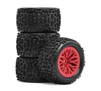 Rc Jeu De Pneus pour Arrma pour Typhon pour Grom pour Granite 1/18 4 Pièces 12mm Roue Hexagonale Pneu Mise À Niveau Modèle Accessoires Voiture RC Modifié Remplacer(Red)