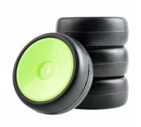 Rc Jeu De Pneus Pour HSP Pour HPI 1/10 RC 9071-6018 Pneus Lisses Pour Voitures Course Ensembles Roues Accessoires De Mise À Niveau Pour Voitures De Tourisme Pièces De Rechange(Green)