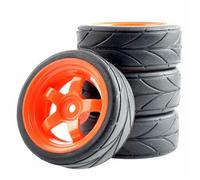 Rc Jeu De Pneus pour HSP pour HPI pour Racing 1:10 4 Pièces 6030-6081 Pneus Caoutchouc Roue Plastique sur Voiture Route Modèle RC Accessoire Remplacement Modifié(Red)