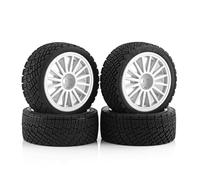 Rc Jeu De Pneus pour HSP pour Tamiya XV01 pour TT01 pour TT02 pour HPI pour Kyosho MK2 1/10 67mm Pneus Roues Voiture RC sur Route Dérive 12mm Hex Rallye(White)