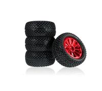 Rc Jeu De Pneus pour MJX 16207 08-09-10 14210 pour WLtoys A959 144001 10 1/16 124017-16-18-19 pour MN128 86s G500 1/12 Roues Métalliques Jantes Pneus pour Rallye(Red)