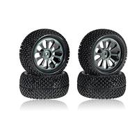 Rc Jeu De Pneus pour MJX 16207 08-09-10 14210 pour WLtoys A959 144001 10 1/16 124017-16-18-19 pour MN128 86s G500 1/12 Roues Métalliques Jantes Pneus pour Rallye(Gray)