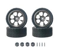 Rc Jeu De Pneus pour MJX pour Hyper Go 14302 14301 1/14 Roues Métalliques Voiture Rallye RC Pièces Mise À Niveau Camions Chenilles Remplacement Modifiés Pneus Caoutchouc(Gray)