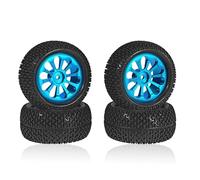 Rc Jeu De Pneus pour MJX pour Hyper Go pour Wltoys pour SCY pour HAIBOXING 1/8 1/16 16207 H16PL 1/14 1/12 Roues Métalliques Pneus Moyeu Accessoires Mise Niveau Voiture RC(Blue)