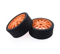 Rc Jeu De Pneus pour Redcat pour HSP pour HPI pour Hobao pour Kyosho pour Team pour Losi Carson 1/8 Pneus Caoutchouc Roues Plastique sur Voiture Route 2 Pièces RC Modifié(Orange)