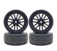 Rc Jeu De Pneus pour Tamiya pour TT01 pour TT02 XV01 XV02 PTG-2 TA06 pour HSP pour Kyosho pour Racing 1/10 Pneus Jantes Moyeu 12mm Hex RC sur Voiture Route(Black)