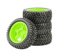 Rc Jeu De Pneus pour Tamiya pour WLtoys pour HPI pour HSP pour ARRMA pour Buggy 1/10 75mm Jantes Pneus Plats Rallye 12mm Échelle Hexagonale Pièces Mise À Niveau Voiture RC(Green)