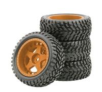 Rc Jeu De Pneus pour Tamiya pour WLtoys pour HPI pour HSP pour ARRMA pour Buggy 1/10 75mm Jantes Pneus Plats Rallye 12mm Échelle Hexagonale Pièces Mise À Niveau Voiture RC(Brown)