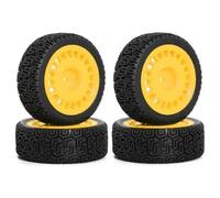 Rc Jeu De Pneus pour Tamiya XV01 XV02 pour TT01 pour TT02 PTG-2 1/10 4 Pièces Roues 68mm Pneus RC Voiture Rallye Ensemble Mise À Niveau Caoutchouc Modèle Accessoire(Yellow)