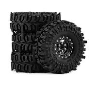 Rc Jeu De Pneus pour Traxxas pour Axial pour TRX4 pour SCX10 II III pour Redcat Gen 8 1/10 Pneus Beadlock 1.9 Hauteur Adaptée Aux Rochers Meubles À La Boue Crawler RC(Black)