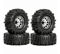 Rc Jeu De Pneus pour TRX4 1.10 pour SCX10 D90 AXI03007 pour TRX6 1/10 .9in Pneus Jantes Beadlock Noirs Crawler Hexagone Modifié 12 Mm Réparations Modifications(Silver)