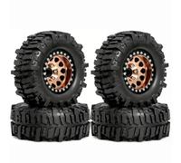 Rc Jeu De Pneus pour TRX4 1.10 pour SCX10 D90 pour TRX6 AXI03007 1/10 .9in Roues Beadlock Pneus Jantes Noir Perle Serrure 12mm Modèle Hexagonal Rc Chenille(Brown)