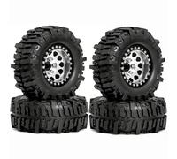Rc Jeu De Pneus pour TRX4 1.10 pour SCX10 D90 pour TRX6 AXI03007 1/10 .9in Roues Beadlock Pneus Jantes Noir Perle Serrure 12mm Modèle Hexagonal Rc Chenille(Silver)