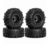 Rc Jeu De Pneus pour TRX4 1.10 pour SCX10 D90 pour TRX6 AXI03007 1/10 .9in Roues Beadlock Pneus Jantes Noir Perle Serrure 12mm Modèle Hexagonal Rc Chenille(Black)