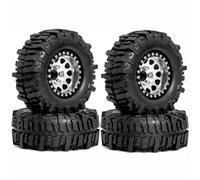 Rc Jeu De Pneus pour TRX4 pour SCX10 D90 pour TRX6 AXI03007 1/10 1.9in Roues Beadlock Pneus Jantes Noir Perle Serrure 12mm Hex Chenille Mise À Niveau Pièces(Silver)