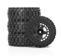 Rc Jeu De Pneus pour Typhon pour GROM pour Racing pour Tamiya pour TT02 94123 pour HPI 1/18 4 Pièces 69mm Jante Plastique Pneu Caoutchouc Universel sur Route(Black)