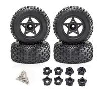 Rc Jouets Accessoires pour Traxxas pour Slash pour ARRMA pour SENTON pour Vkar SCTX10 pour HPI 4 Pièces 110 Mm 1/8 1/10 Short Camion avec 12 Mm 14 Mm 17 Mm Hexagone Roue Voiture(Black)