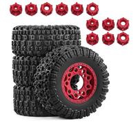RC Jouets Améliorations Pour Traxxas Pour Slash Pour Arrma Pour Senton Pour Axial SCT10 2WD 1/10 Pneus Jantes Short Course Truck Adaptateurs Hexagonaux 12mm 14mm 17 mm Pour Compatibles(Style 6 red)