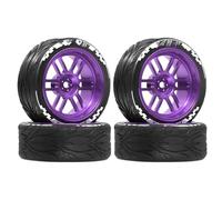 RC Jouets Pièces Pour Tamiya Pour TT01 Forme TT02 Pour TT02B TA06 XV 01 XV02 PTG-2 1/10 Jante Métallique 66 Mm Pneu Hexagone 12 Mm Pièces Détachées Voitures Course RC(Purple)