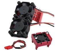 RC Jouets Pièces Pour Traxxas Pour Slash 4x4 Pour Stampede Pour Rustler Pour Hoss Pour Vxl-3s Kit Double De Ventilateurs Refroidissement ESC Velineon Avec Dissipateur Thermique RC(Red)
