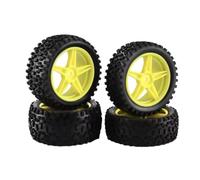 RC Jouets Pneus Pour HSP 94107/94166 Pour Tamiya Pour Wltoys 144001 1:10 Ensemble Pneus Caoutchouc + Jantes ABS Pour Tout-terrain Radiocommandé Accessoires Mises À Niveau(Yellow)