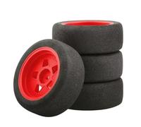 RC Jouets Pneus Pour Tamiya Pour TT01 TT01E Pour TT02 Pour TT02B XV 01 TA06 PTG-2 1/10 4 Pièces Pneus Caoutchouc Roues Rechange Voiture RC(Red)