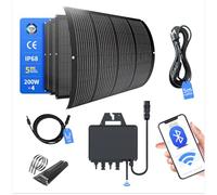 RC kit solaire de balcon 800 W avec sangles, panneaux solaires flexibles 200 W - Kit photovoltaïque autonome 220 V avec onduleur WIFI, système plug-and-play avec prise complète