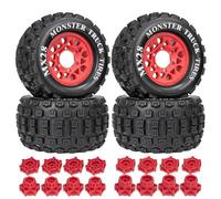 RC Mise Niveau Modèles pour Traxxas pour Maxx pour Arrma pour Granite 1/10 4 Pièces 128mm Pneu 12mm Et 14mm Hex RC Monster Truck Pièces Voiture(Red)