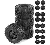 RC Mise Niveau Modèles pour Traxxas pour Maxx pour Arrma pour Granite 1/10 4 Pneus 125 mm Hexagones 12 14 mm Pièces Détachées Voitures RC Monster Trucks Camions Cascade(Black)