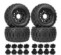 RC Mise Niveau Modèles pour Traxxas pour Maxx pour Arrma pour Granite pour Kraton 1/10 4 Pièces 128mm Pneu 12mm Et 14mm Hex RC Voiture Monstre Cascadeur Pièces Camion(Black)
