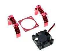 Rc ModèLes DéTachéEs Pour Tamiya Pour TT02 1/10 Cache Dissipateur Thermique Moteur Électrique + Ventilateur Refroidissement Voiture Télécommandée Accessoires D'amélioration(Red)
