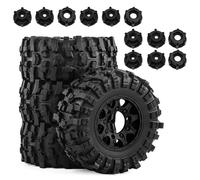 Rc ModèLes DéTachéEs Pour Traxxas Pour Slash Pour Arrma Pour Senton Pour HSP Pour HPI 1/10 4 Pièces 118mm Pneu Avec Roue Hexagonale RC Pièces Voiture Camion Course Courte(Black)