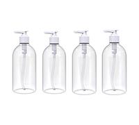Rc Ocio Pack de 4 flacons vides, 500 ML, pour Remplissage Gel hydroalcoolique 500 ML/Flacon en Plastique Rechargeable, doseur pour Savon, gels et Tout Type de liquides