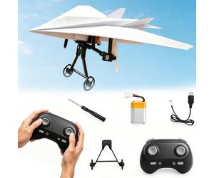 Rc Paper Airplane Kit with Gyro Stabilizer,DIY Electric Remote Control Plane with Dual Propellers,Lightweight Foldable Flying Stem Toy,for Kids Beginner Flyers and Backyard Park Beach，Three Battery