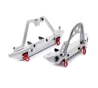 Rc Pare-Chocs Compatible avec TRX4 pour Axial pour SCX10 90046 1/10 RC Véhicule À Chenilles Pare-Chocs Avant Arrière en Métal Treuil Électrique Support De Roue De Secours(Silver)