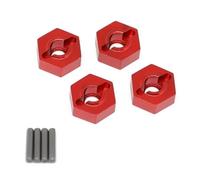 Rc PièCes DéTachéEs Pour Arrma 3S Pour Senton Pour Vorteks Pour Typhon Big Pour Rock Pour Granit 1/10 4 Pièces Métal 14mm Adaptateur Moyeu Hexagonal Roue Mise Niveau Voiture RC(Red)