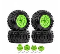 Rc PièCes DéTachéEs Pour Arrma Big Pour Rock Pour Granite Pour Vorteks 3S Pour Traxxas Pour Rustler 1/10 4 Pneus MT 2,8" Avec Adaptateur Hexagonal 12 Mm/14 Mm Pour Camion RC(Green)