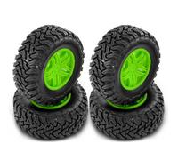 RC Pièces Rechange Pour Traxxas Pour Slash Pour Arrma Pour Senton Pour HuanQi 727 Pour Vkar 10sc Pour HPI Pour HSP 4 Pièces Voiture RC 110mm 1/10 Pneu Roue De Camion Parcours Court 12mm Hex(Green)