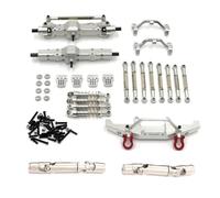 RC Pièces Rechange Pour WPL C14 C24 C24-1 1/16 Essieu Avant Et Arrière En Métal Pour Châssis, Tige Liaison, Tige Traction Support D'amortisseur Ensemble Pièces Mise À Niveau Pour Voiture RC(Silver)