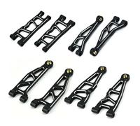 RC Pièces Voiture Compatible avec ARRMA pour Mini pour Kraton 1/16 RC, Pièces De Mise À Niveau De Voiture, Accessoires en Métal, Kit De Bras Supérieurs Et Inférieurs Avant Et Arrière(Black)