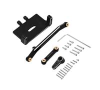 RC Pièces Voiture Compatible avec Axial pour SCX24 1/24 RC, Pièces De Mise À Niveau Voiture, Biellette Direction en Métal Et Support Servo Emax ES08MA II(Black)