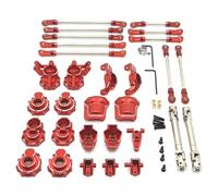RC Pièces Voiture Compatible avec HB R1001 R1002 R1003 1/10 RC Voiture Pièces Kit D'essieu Portail Métallique Boîtier D'engrenage De Montage D'essieu Arbre D'entraînement Bielle(Red)