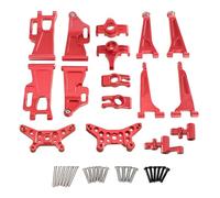 RC Pièces Voiture Compatible avec MJX 14210 14209 H14BM 1/14 RC, Tasse De Direction en Métal, Ensemble Bras Supérieur Et Inférieur, Support Tour Choc, Poteau Carrosserie(Red)