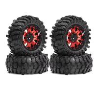 RC Pièces Voiture Compatible avec MJX pour Hyper Go H12Y + pour Axial pour SCX10 90046 pour Tamiya CC01 1/12 Pièces De Voiture RC 4 Pièces Roues en Métal 88MM Beadlock(Red)