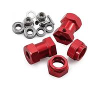 RC Pièces Voiture Compatible avec Tamiya DT02 DT-02 DT03 58354 Frog 58346 WR-02 1/10 RC Voiture Pièces Upgrade Adaptateur Moyeu Hexa Roue Métal 12 Mm(Red)