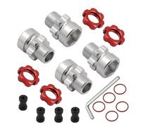 RC Pièces Voiture Compatible avec Traxxas 1/10 Pièces De Mise À Niveau Voiture RC, Accessoires Remplacement, Roue Cannelée en Métal 12mm 17mm, Adaptateur Moyeu Hexagonal(Red)