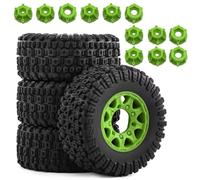 RC Pièces Voiture Compatible avec Traxxas pour Slash pour ARRMA pour SENTON pour HPI 1/10 RC Pièces De Voiture 4 Pièces 109mm Pneu De Camion De Parcours Court(Green)