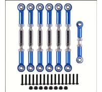RC Pièces Voiture Compatible avec Traxxas RC Voiture Pieces Upgrade Kit D'assemblage De Direction 7pcs Lien Servo Reglable Alliage Aluminium Tiges De Direction(Blue)