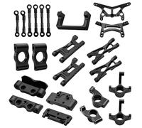 RC Pièces Voiture Compatible avec WLtoys 244016 pour Losi Micro B pour Losi Micro T 1/24 RC Voiture Pièces Upgrade Rotules De Direction, Moyeux en C, Bras De Suspension Et Cloison Avant(Black)